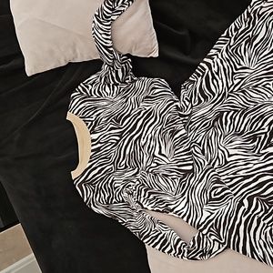 Michael Kors Zebra Print Sweater Dress Size Medium M A-Line